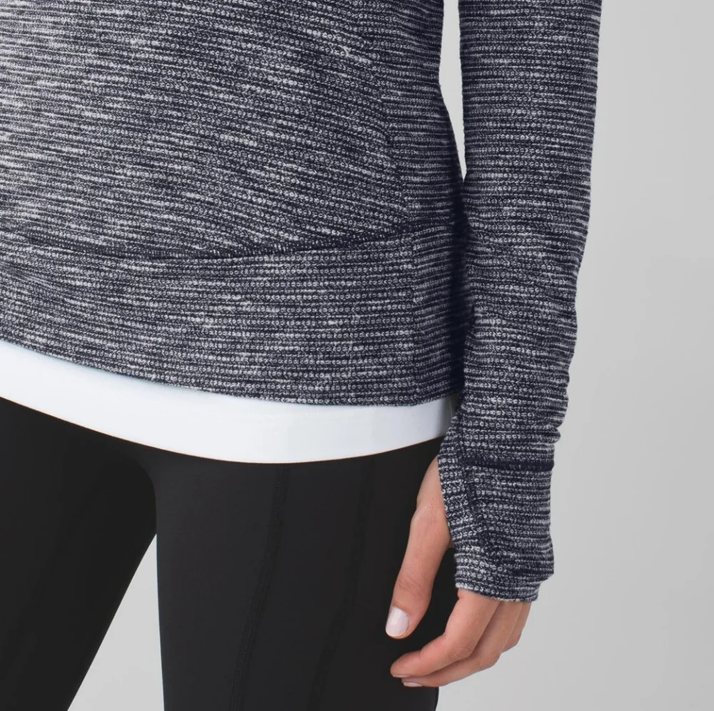 Lululemon Think Fast Women’s Pullover Heathered Black White Coco Pique - Size 10 - Picture 4 of 16